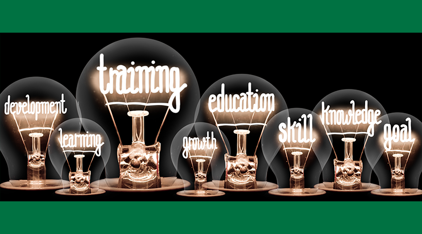 lit lightbulbs with text associated with training